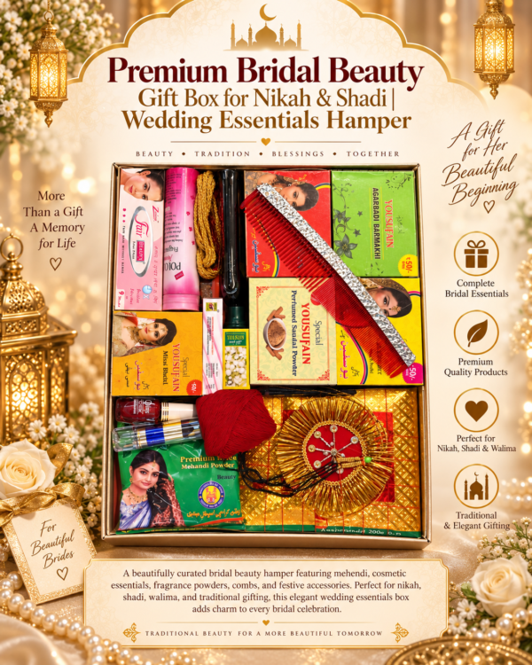 Premium Bridal Beauty Hamper with Title & Description Premium Bridal Beauty Essentials Gift Box | Nikah, Shaadi & Mehendi Hamper